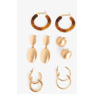 Altın Rengi Loni 5'li Küpe Set