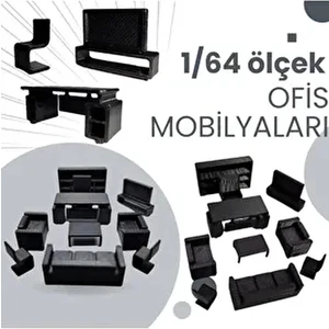 1/64 Ölçek Diorama Maket Ofis Seti