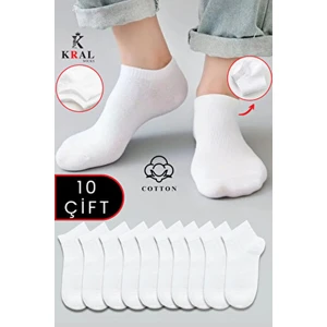 Kral Socks Ekonomik Bilek Boy Patik Çorap Yüksek Pamuk İçeriği İle 10 Çift Düz Desen