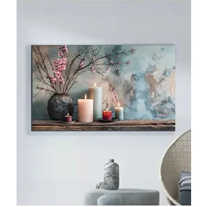 Huzur Işığı Mum Dekoratif Kanvas Duvar Tablo