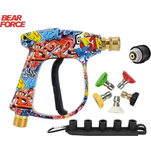Bear Force Araç Yıkama Tabancası 5li Nozzle Set ve Kemer Klipsli Ile Birlikte Kısa Tetik Tabanca Tetik Tabancası