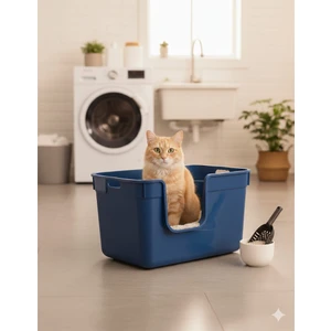 Tanos Dekoratif Büyük Yarı Kapalı Kedi Tuvaleti (Kürek Hediyeli)