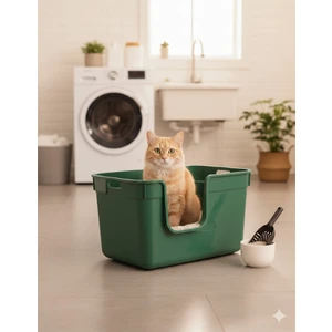 Tanos Dekoratif Büyük Yarı Kapalı Kedi Tuvaleti (Kürek Hediyeli)