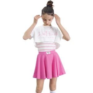 Pembe Beli Lastikli Fitilli Kız Çocuk Tenis Eteği 21039