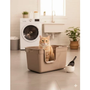 Tanos Dekoratif Büyük Yarı Kapalı Kedi Tuvaleti (Kürek Hediyeli)