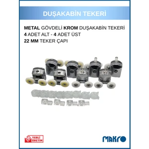 Duşakabin Tekerleği 8'li Cam Kabin Tekeri Rulmanlı Krom Metal Gövdeli Bilyalı Çift Tekerlekli