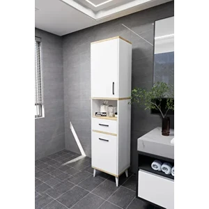 Lula Çok Amaçlı Dolap Banyo Dolabı Kirli Çamaşır Sepeti Dolabı Beyaz