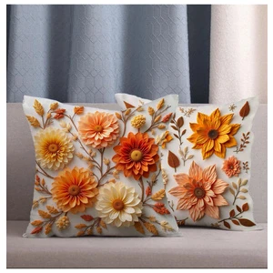 2 Li Kombin Punch Desen Renkli Çiçekli Dijital Baskılı Kırlent Kılıfı