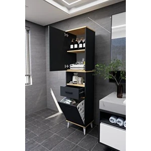 Lula Çok Amaçlı Dolap Banyo Dolabı Kirli Çamaşır Sepeti Dolabı Antrasit