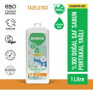 %100 Doğal Sıvı Kastil Sabun Portakal Yağlı Tazeleyici Nemlendirici Bitkisel Vegan 1000 ml