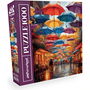 1000 Parça Puzzle - Rainy Umbrella Street (Yağmurlu Şemsiyeli Sokak)