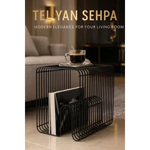 Siyah Tel Metal Tasarımlı Modern Paslanmaz Yan Sehpa, Dekoratif Metal Sehpa