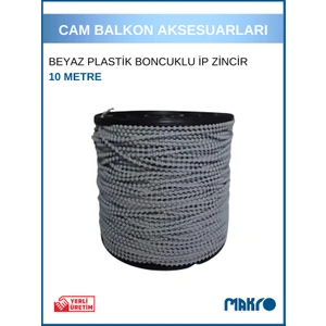 Cam Balkon Plastik Gri Boncuklu Ip Zincirleri - 10 Metre