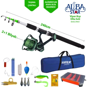 Albastar Viper Kıyı Olta Seti 210 cm 50-100 g – Maksimum Atış Mesafeli, Alüminyum Kafalı, Ergonomik Saplı Model VPR001