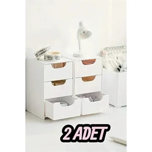 Tidy 2 Adet Mini Çekmece Organizer 3 Çekmeceli Çok Amaçlı Düzenleyici-Takı Hobi Aksesuar Organizeri