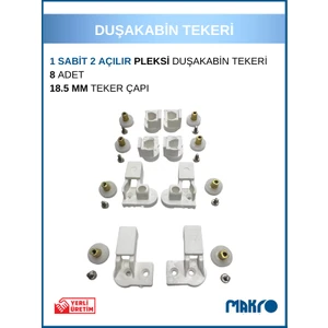Bella Duşakabin  1 Sabit 2 Açılır Duşakabin Tekeri Beyaz