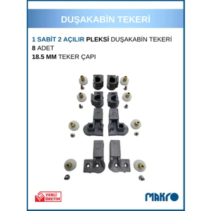 Bella Duşakabin  1 Sabit 2 Açılır Duşakabin Tekeri Gri