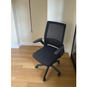 Yağmur Ofis Katlanır Kollu Çalışma Sandalyesi MONTAJLI | Ofis ve Bilgisayar Koltuğu | Siyah Kol Siyah Kumaş