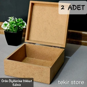 Tekir Store Ahşap Kare Öğrenci Kutu Çok Amaçlı Kapaklı Organizer Ham Hobi Boyamalık