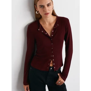 32055 Uzun Kollu Hırka-Bordo