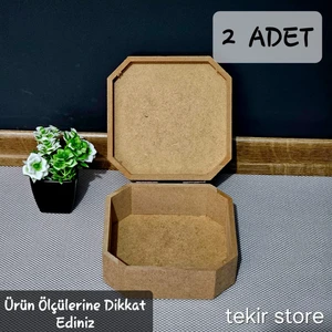 Tekir Store Ahşap Sekizgen Kare Öğrenci Kutu Çok Amaçlı Kapaklı Organizer Ham Hobi Boyamalık