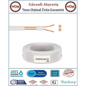 2x0,75 Bitişik Kordon Kablo - Hoparlör Tesisat Kablosu - 5 Metre