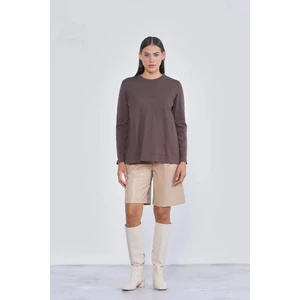 Basic Tunik Ön Kısa Arka Uzun Tunik - 902 Kahve