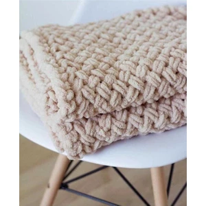 Puffy Desenli Battaniye Tek Kişilik Bej Renk Yumuşak Polyester 1000 gr