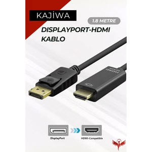 1.8 Metre Displayport-Hdmı Kablo (Dp To Hdmı) 60hz,1440p,2k Monitör-Pc Görüntü Kablosu Premium 1.8mt