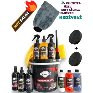 Oto Yıkama Ve Bakım Seti 15 Parça Lastik Torpido Full Temizlik Seti Premium Detay Fırçası Dahil