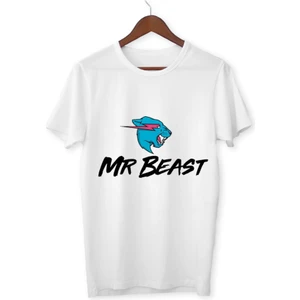 Mr. Beast Çocuk Yetişkin Beyaz T-Shirt Unisex Mr. Beast Çocuk Tişört