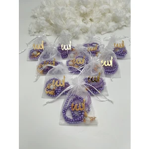 Lena Gift Workshop Hediyelik Lafızlı Kesede Inci Tesbih ( 10 Adet ) ( Mevlid - Hac - Umre -Bohça)