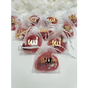 Lena Gift Workshop Hediyelik Lafızlı Kesede Inci Tesbih ( 10 Adet ) ( Mevlid - Hac - Umre -Bohça)