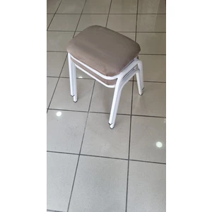 Tabure 2 Adet Beyaz Demir Ayaklı Silinebilir Kumaş Yeni Trend Mutfak  Taburesi  Lüx Dikdörtgen Tabure