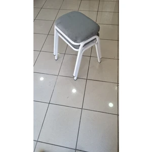 Tabure 2 Adet Beyaz Demir Ayaklı Silinebilir Kumaş Yeni Trend Mutfak  Taburesi  Lüx Dikdörtgen Tabure