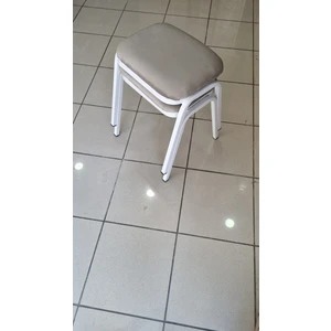 Tabure 2 Adet Beyaz Demir Ayaklı Silinebilir Kumaş Yeni Trend Mutfak  Taburesi  Lüx Dikdörtgen Tabure