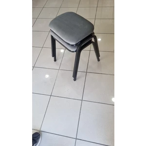 Tabure 2 Adet Siyah  Demir Ayaklı Silinebilir Kumaş Yeni Trend Mutfak  Taburesi  Lüx Dikdörtgen Tabure