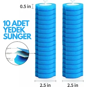 Tuvalet Temizleme Aparatı Yedek Sünger – 10 Adet Hijyenik Klozet Temizlik Başlığı | Mandallı Sistem Için Yedek Temizlik Pedi, Pratik ve El Değmeden Kullanım