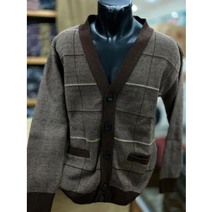 Erkek Triko Düğmeli Cepli Desenl Ihırka