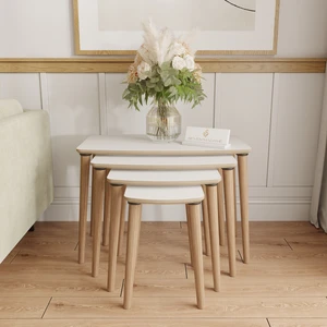 Arvia Beyaz Modern 4'lü Zigon Sehpa Takımı