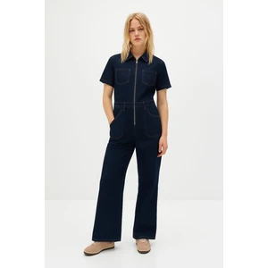 Kısa Kollu Denim Tulum