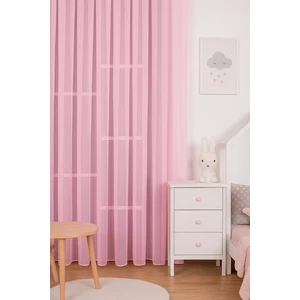 Pembe Tül Perde, Kız Çocuk Odası, Sık Pile, Düz, Sade, Tül Perde, Kornişli, Pembe