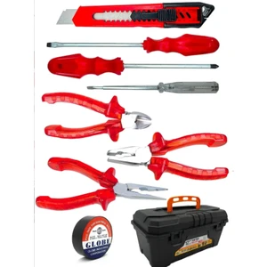 3 Lü Pense Set 3 Lü Tornavida Takımı Elektrik Bandı Falçata+Takım Çanta Set