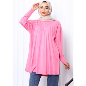 Pembe Bisiklet Yaka Merserize Triko Tunik