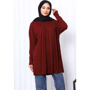 Bordo Bisiklet Yaka Merserize Triko Tunik