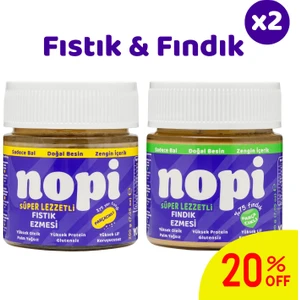 Nopı Ikili Set- Parçacıklı Yer Fıstığı & Parçacıklı Fındık Ezmesi ( 2 x 200 G)