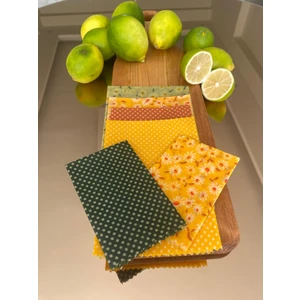 Karışık Desenli Kumaş Tekrar Kullanılabilen Doğal Balmumlu (Balmumu) Gıda Saklama Bezi 6’lı