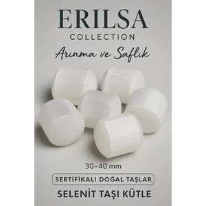Tesbih Atölyesi Sertifikalı Tamburlanmış Gerçek Selenit Taşı Kütle Parça (30-35 mm) – Arınma ve Huzur Taşı