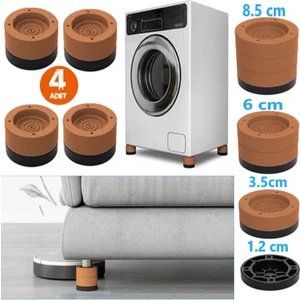 Beyaz Eşya Ayağı Çamaşır Makinesi Mobilya Titreşim Önleyici Kaydırmaz 6 cm Yükseltici 4 Lü Kahverengi