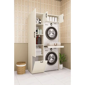 Demirbal Mobilya Mdf Çamaşır Makinesi ve Kurutma Makinesi Dolabı Kirli Sepetli Aytaşı